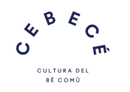 Logo de Cultura del Comú amb les lletres negres, dalt les sigues en un semicercle i baix recte Cultura del bé Comú en majúscules.