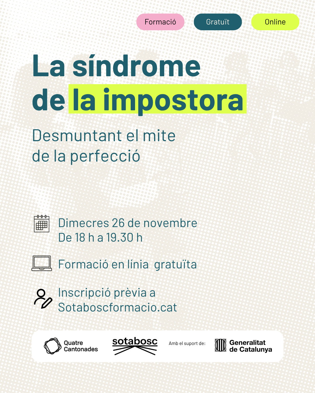 Cartell on hi ha la informació bàsica de la formació